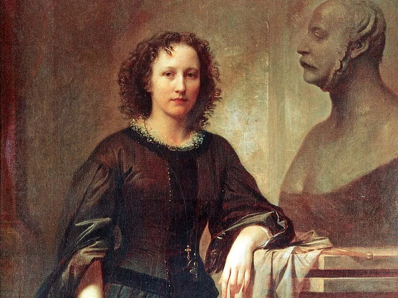 1822-Friedrich Kaulbach - Ritratto della scultrice tedesco-americana Elisabeth Ney con un busto di re Giorgio V di Hannover - Museo statale della Bassa Sassonia, Hannover
